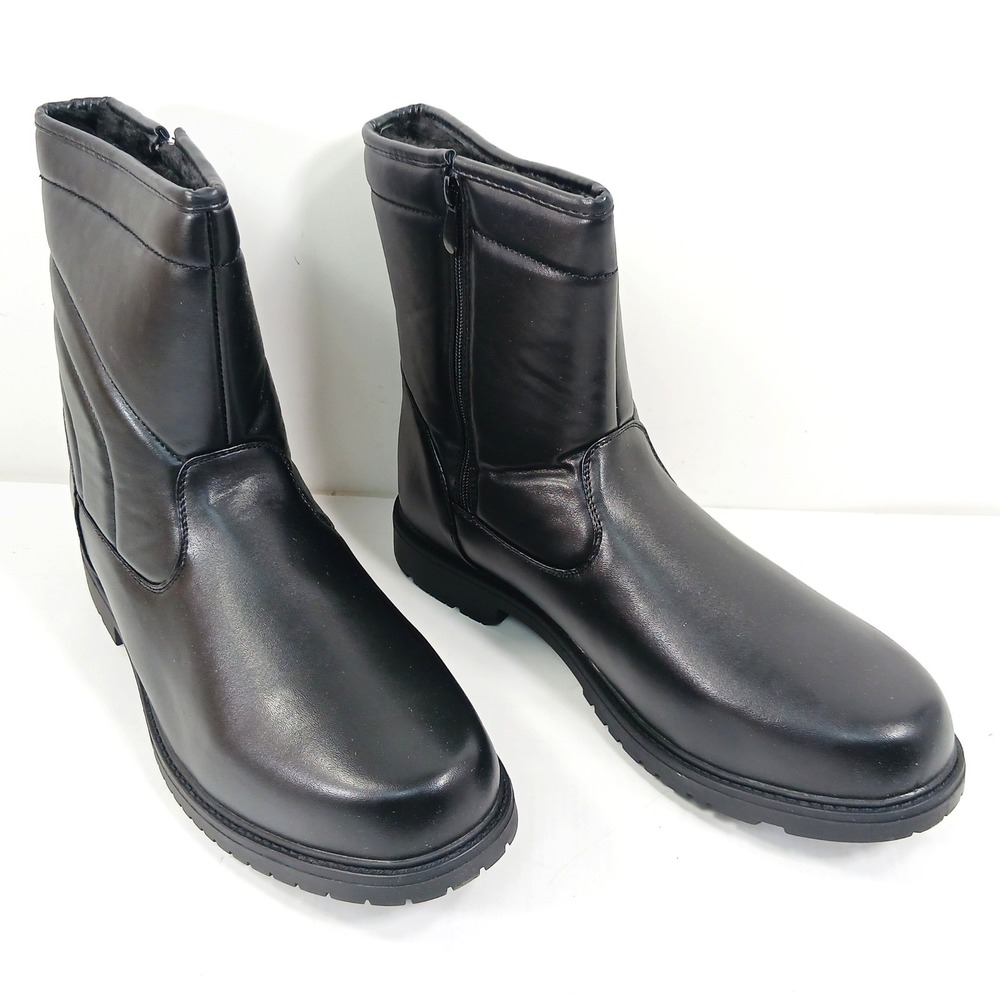 Mens Black Faux Fur Lined Side Zip Winter Boots Style 7703 Size 12